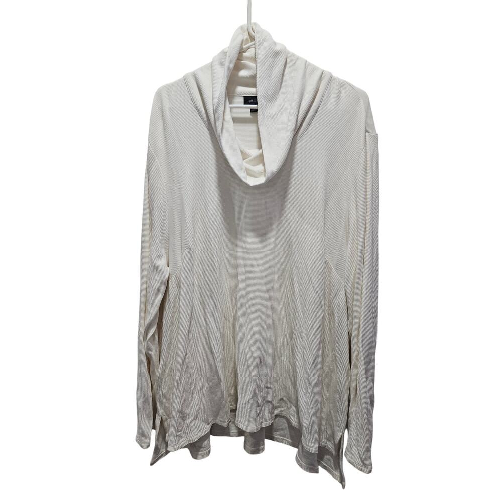 J Jill Wearever 3X Ivory Cowl Neck Tunic Travel Knit Plus Minimalist Lagenlook